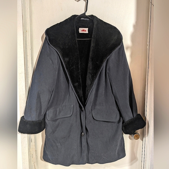 Vintage Alia Dark Green Lined Coat Medium - Picture 1 of 3